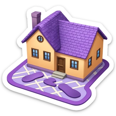 "Forty-two purple footsteps moving across a map inside a house." sticker