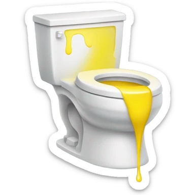 A toilet full of a yellow liquid  sticker