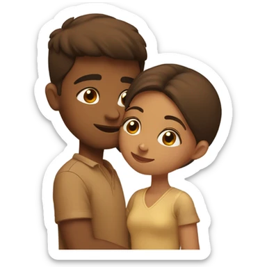 Brown boy kissing head of brown girlfriend sticker