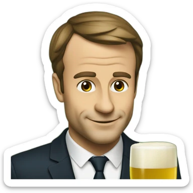 macron qui boit une biere verte sticker