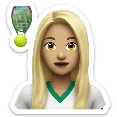 A blonde girl with light skin and long hair playing tennis sticker