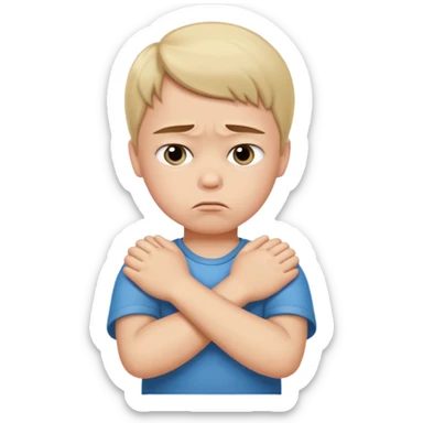 Child pouting with arms crossed sticker