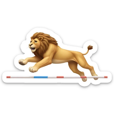 A lion doing a high jump  sticker