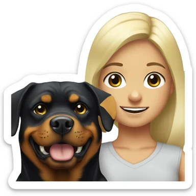 Rottweiler with blonde girl sticker