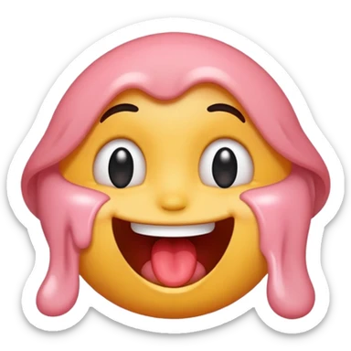 Make the eye rolling emoji happy, drooling and with blush sticker