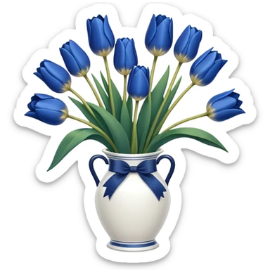 Navy blue tulips in white vase  sticker