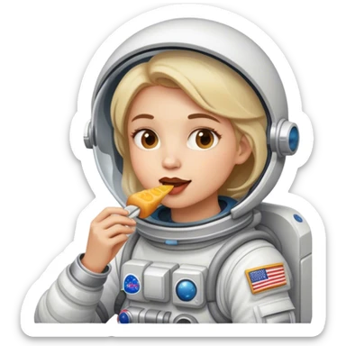 Female astronaut eating  sticker