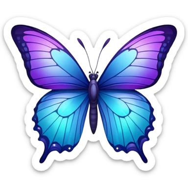 Gradient iridescent purple indigo blue cyan butterfly sticker