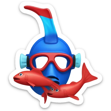 red fins and blue mask and snorkel sticker