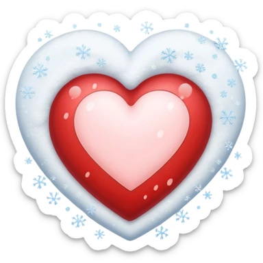 A snowing heart with snow falling around him  sticker