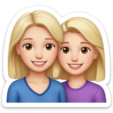 A girl blushing at a girl sticker