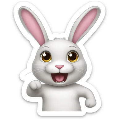 Angry-bunny-sassy-finger-rolling-neck sticker