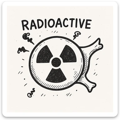 Add a radioactive symbol to the nuke symbol in hand-drawn doodle style, resembling notion style hand drawn doodles. sticker