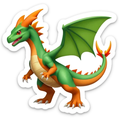 Grovyle-Charizard-Flygon-Fakémon-hybrid-creature (full body)  sticker