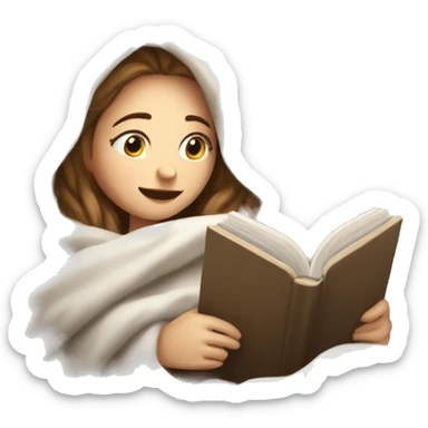 White Girl relaxed reading a book under a blanket with coffee in her hands sticker