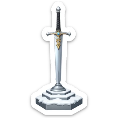 sharp sword in snow pedestal sticker