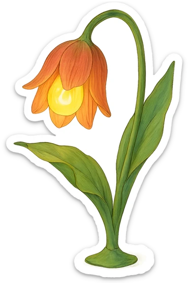 a lamp made out of a tulip flower, the bulb in the flower, drooping over, natural colors, soft, fairy-like atmosphere, no background sticker