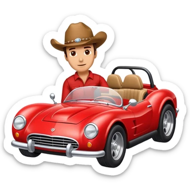 a cowboy driving a sport car sticker