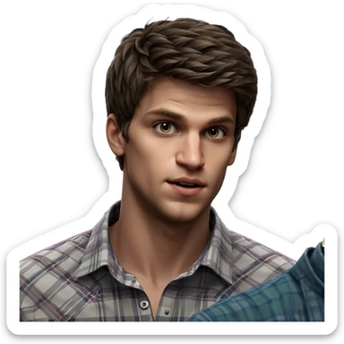 young man in plaid shirt sticker
