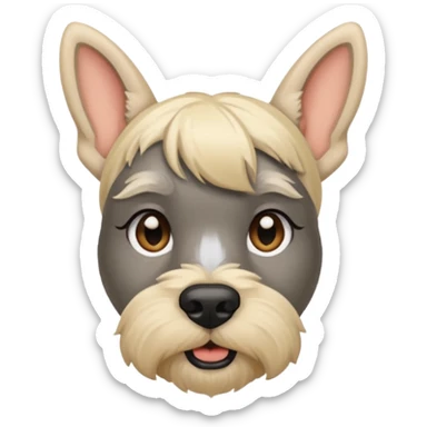 Schnauzer con orejas levantadas y mujer güera sticker