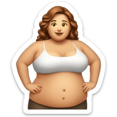 obese-jeune-woman-big-belly-cheveux-long-marron sticker