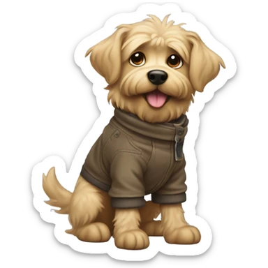 scruffy small tan dog with cute boots sticker