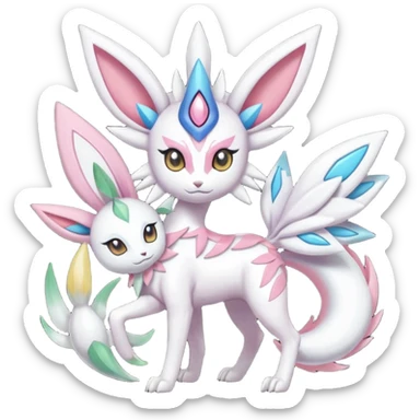Sylveon-Solgaleo-Palkia-Dialga-Shaymin-Meloetta-Celebi-Espeon-fusion-animal-Fakémon-creature  sticker
