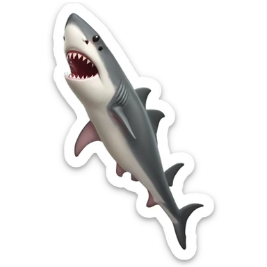 A crimson-lipped shark with stilts for legs sticker