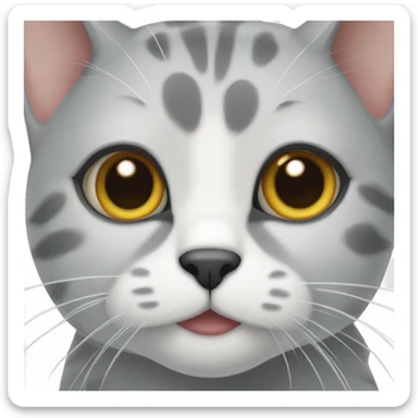 Cat grey and white with grey spot on left side of the nose sticker