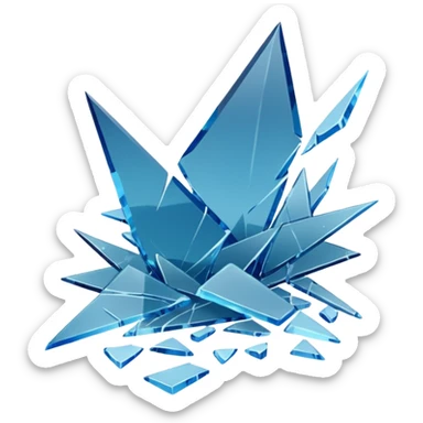 3D render of Broken Glass Shards, forensic investigation aesthetic, sterile clinical lighting, cool blue undertones, sharp high-contrast details, professional clean look. sticker