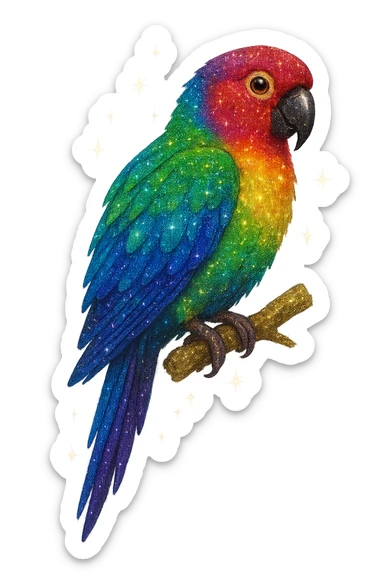 sparkly parrot sticker