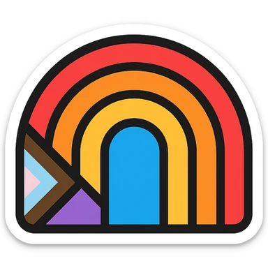 a simple and bold stylized rainbow using the intersex inclusive progress pride flag palette, no background sticker