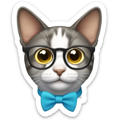 A cat that is a nerd sticker