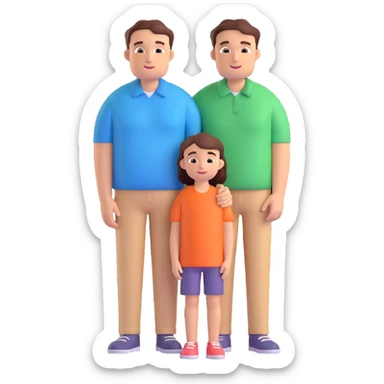 3D icon of a family: two parents and one child, standing together, friendly and modern look sticker
