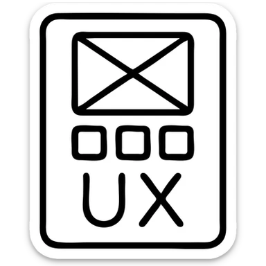 UX design icon with wireframe elements, 24 by 24 px, 1 px stroke sticker