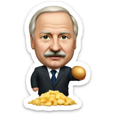 Photorealistic Belarus president Lukashenko with potato in right hand sticker
