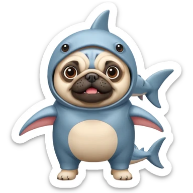 Pug wearing a shark costume  sticker
