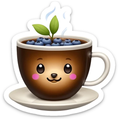 Slow brew coffee with blueberry flower in a cup sticker