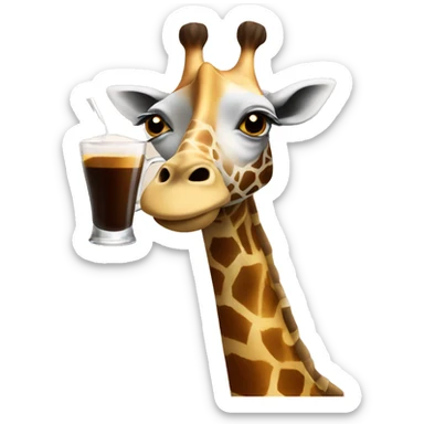 giraffe drinking an expresso martini sticker