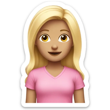 cute little blonde girl in a pink shirt sticker