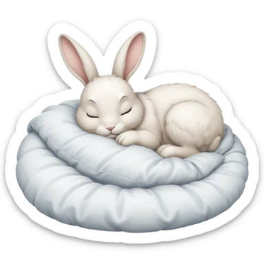 cartoon white rabbit asleep in bed sticker