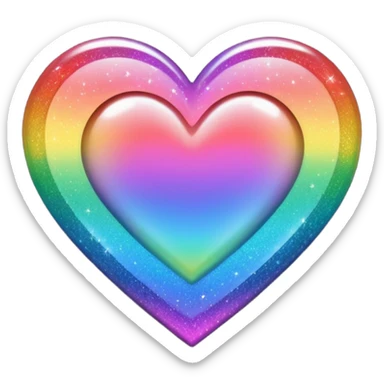 glitter heart with rainbow gradient sticker