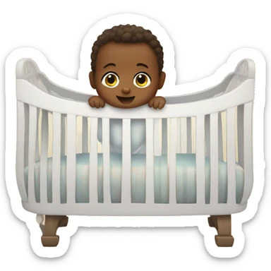 Baby in a giant crib sticker