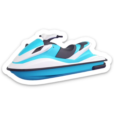white and turquoise jet ski, clean and modern design sticker
