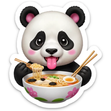 cute hungry panda eating ramen  sticker