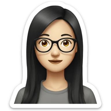 asian girl long black hair with glasses sticker
