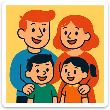 a family in vibrant toon style sticker