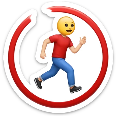 uma placa de transito de proibido com um emoji de um homem andando sticker