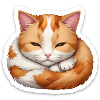 A cute cat curled up sleeping, peaceful expression sticker