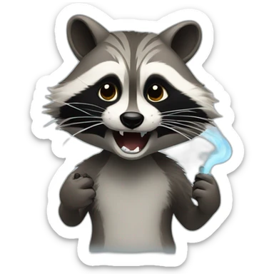 Raccoon opening mouth with smoke coming out sticker